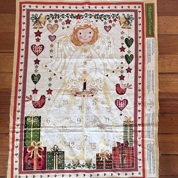 Henley Studio Makower UK Metallic Christmas Angel Advent Calendar Fabric Panel - Picture 5 of 9